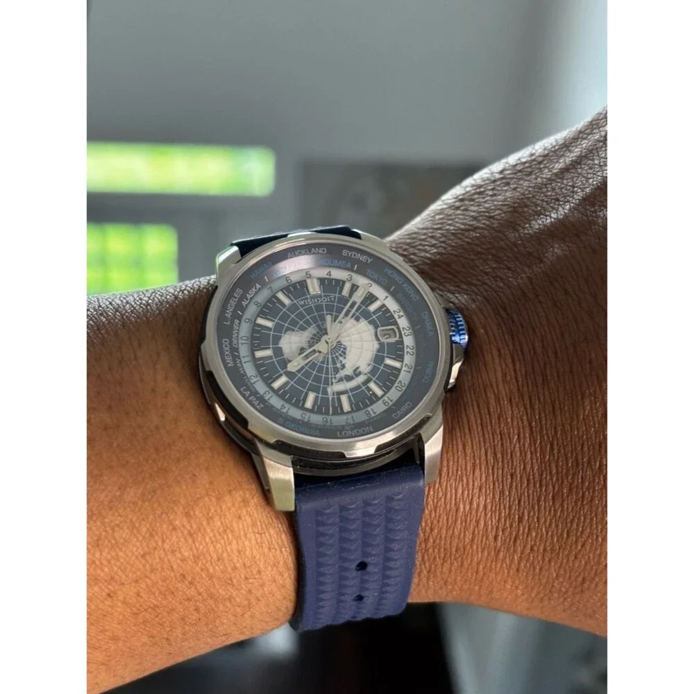 Eternal Earth GMT Blue Dial Men's World Time Watch with Blue Strap